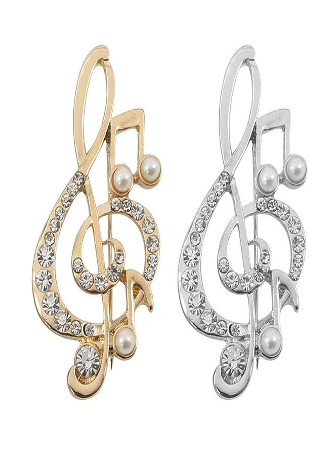 GUAFEIH Crystal Music Note Brooch Pin Elegant Note Treble Clef Brooch Boutonniere for Women Girls Scarf Sweater Pins Wedding Christmas Costume Accessories Pins - Image 5